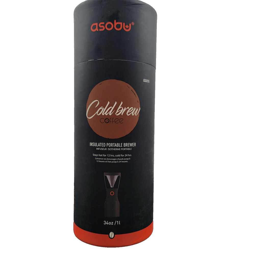 Asobu Cold Brew Coffee Maker Insulated Portable Brewer 34oz 1L Black Carafe